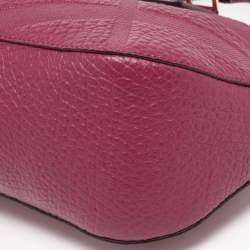 Pre Owned حقيبة بربري بولينغ أورشيد جلد عنابي