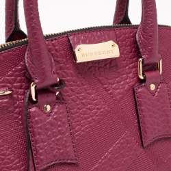Pre Owned حقيبة بربري بولينغ أورشيد جلد عنابي
