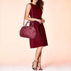 Pre Owned حقيبة بربري بولينغ أورشيد جلد عنابي