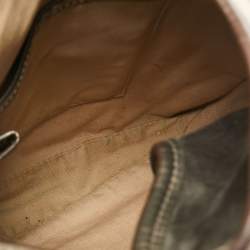 Pre Owned Burberry Metallic/Beige Nova Check PVC and Glossy Leather Brooke Hobo