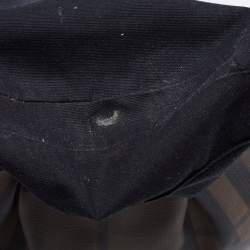 Pre Owned Burberry Brown/Black Nova Check PVC and Leather Small Brooklyn Hobo
