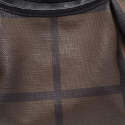 Pre Owned Burberry Brown/Black Nova Check PVC and Leather Small Brooklyn Hobo