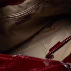 Pre Owned Burberry Beige/Red Nova Check Patent Leather And PVC Warrior Brooke Hobo