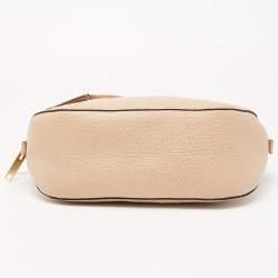 Pre Owned Burberry Beige Check Embossed Leather Orchard Satchel