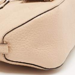 Pre Owned Burberry Beige Check Embossed Leather Orchard Satchel