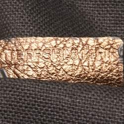 Pre Owned حقيبة ساتشل بربري سويدي وجلد برونزي ميتاليك