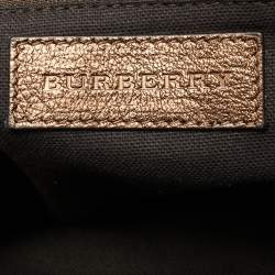 Pre Owned حقيبة ساتشل بربري سويدي وجلد برونزي ميتاليك