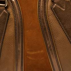 Pre Owned حقيبة ساتشل بربري سويدي وجلد برونزي ميتاليك