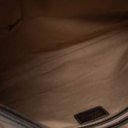 Pre Owned Burberry Green/Beige Nova Check PVC and Patent Leather Buckle Hobo