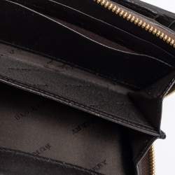 Pre Owned Burberry Beige/Brown Haymarket Check PVC and Leather Zip Around Wallet