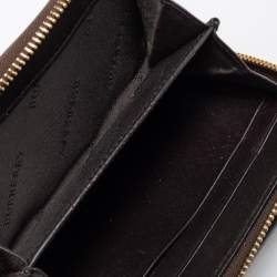 Pre Owned Burberry Beige/Brown Haymarket Check PVC and Leather Zip Around Wallet