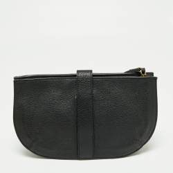 Pre Owned Burberry Black Leather Wristlet Clutch