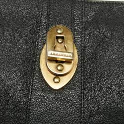 Pre Owned Burberry Black Leather Wristlet Clutch