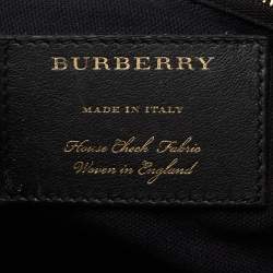 مملوكة مسبقًا Burberry Beige/Black Calfhair, Leather and House Check Fabric Small Banner Tote