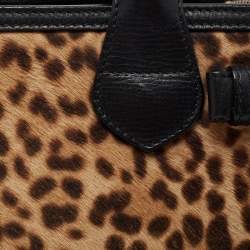 مملوكة مسبقًا Burberry Beige/Black Calfhair, Leather and House Check Fabric Small Banner Tote