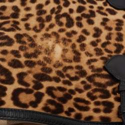 مملوكة مسبقًا Burberry Beige/Black Calfhair, Leather and House Check Fabric Small Banner Tote