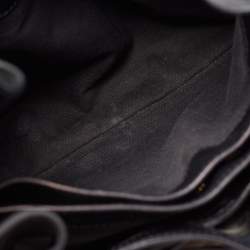 Pre Owned Burberry Black/Beige House Check Canvas and Leather Bridle Hobo