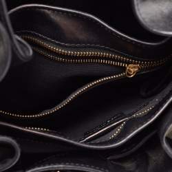 Pre Owned Burberry Black/Beige House Check Canvas and Leather Bridle Hobo