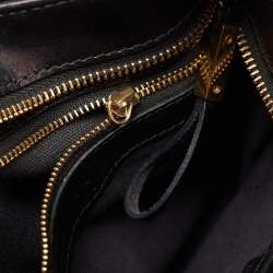 Pre Owned Burberry Black/Beige House Check Canvas and Leather Bridle Hobo
