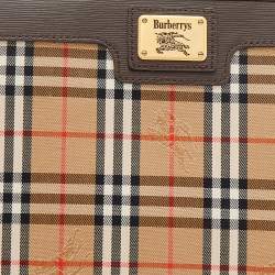 مملوكة مسبقًا Burberry Beige/Brown Nova Check Canvas And Leather Toiletry Cosmetic Pouch