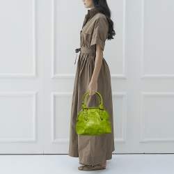 Pre Owned Burberry Green Embossed Leather Satchel