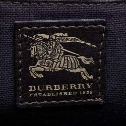 Pre Owned Burberry Beige/Brown Haymarket Check Coated Canvas And Leather Tassel Satchel