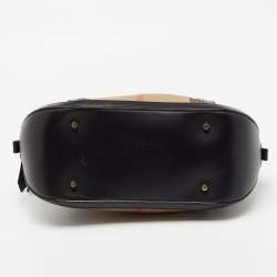 مملوكة مسبقًا حقيبة بربري بولينغ أورشيد جلد وكانفاس كاروهات هاوس أسود / بيج