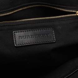 مملوكة مسبقًا حقيبة بربري بولينغ أورشيد جلد وكانفاس كاروهات هاوس أسود / بيج