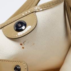 مملوكة مسبقًا Burberry Beige Brushstroke Check Canvas and Patent Leather Biltmore Shopper Tote