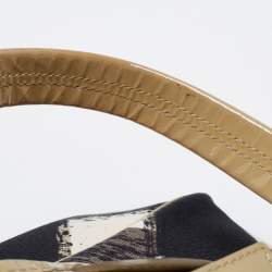 مملوكة مسبقًا Burberry Beige Brushstroke Check Canvas and Patent Leather Biltmore Shopper Tote