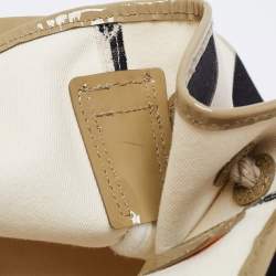 مملوكة مسبقًا Burberry Beige Brushstroke Check Canvas and Patent Leather Biltmore Shopper Tote