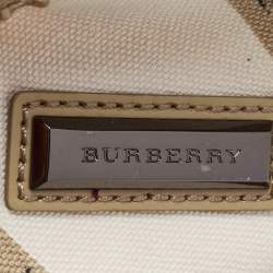 مملوكة مسبقًا Burberry Beige Brushstroke Check Canvas and Patent Leather Biltmore Shopper Tote
