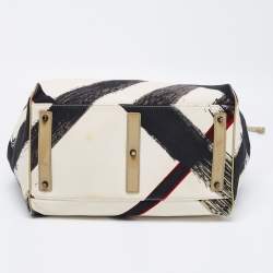 مملوكة مسبقًا Burberry Beige Brushstroke Check Canvas and Patent Leather Biltmore Shopper Tote