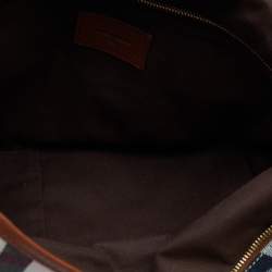 Pre Owned Burberry Beige/Brown House Check Canvas and Leather Hobo