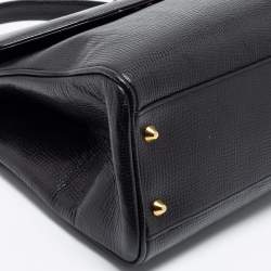 Burberry Black Leather Vintage Top Handle Bag