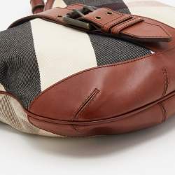 Pre Owned Burberry Multicolor Canvas And Leather Mega Check Hobo