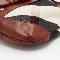 Pre Owned Burberry Multicolor Canvas And Leather Mega Check Hobo