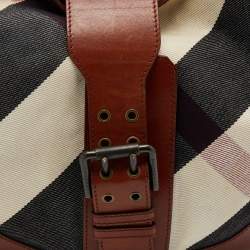 Pre Owned Burberry Multicolor Canvas And Leather Mega Check Hobo