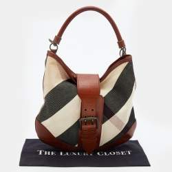 Pre Owned Burberry Multicolor Canvas And Leather Mega Check Hobo