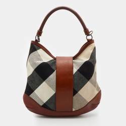 Pre Owned Burberry Multicolor Canvas And Leather Mega Check Hobo