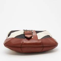 Pre Owned Burberry Multicolor Canvas And Leather Mega Check Hobo