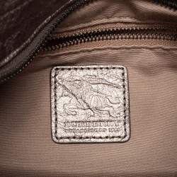 Pre Owned Burberry Beige/Grey Nova Check  Embossed Coated Canvas Brooklyn Hobo
