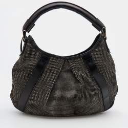 Pre Owned Burberry Black Studded Leather Hobo