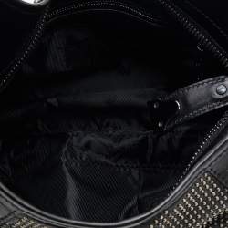 Pre Owned Burberry Black Studded Leather Hobo