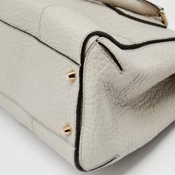 Pre Owned Burberry Light Grey Grain Leather Gladstone Satchel