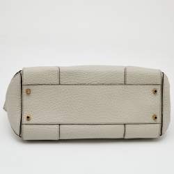 Pre Owned Burberry Light Grey Grain Leather Gladstone Satchel