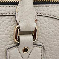 Pre Owned Burberry Light Grey Grain Leather Gladstone Satchel