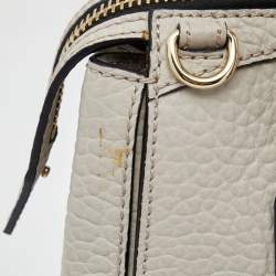 Pre Owned Burberry Light Grey Grain Leather Gladstone Satchel