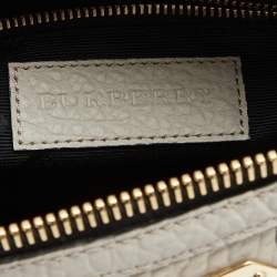 Pre Owned Burberry Light Grey Grain Leather Gladstone Satchel
