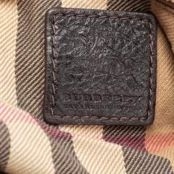 Pre Owned Burberry Dark Brown Pebbled Leather Belted Tote